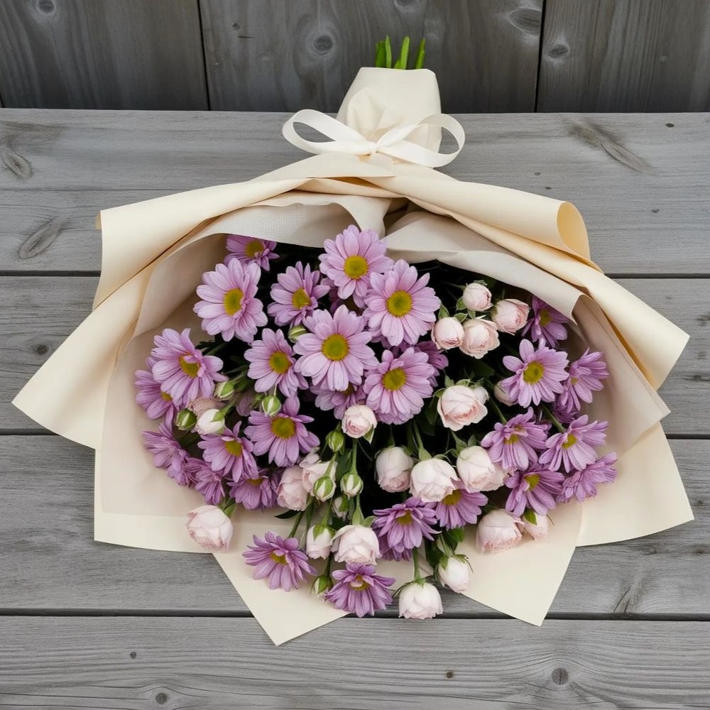 Букет цветов из: Розы и Хризантемы в Северном Московской области