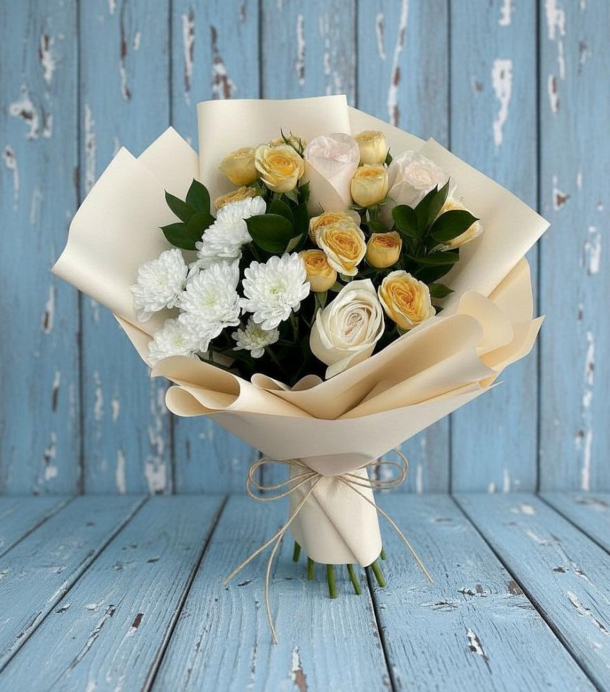 Букет цветов из: Розы и Хризантемы в Северном Московской области