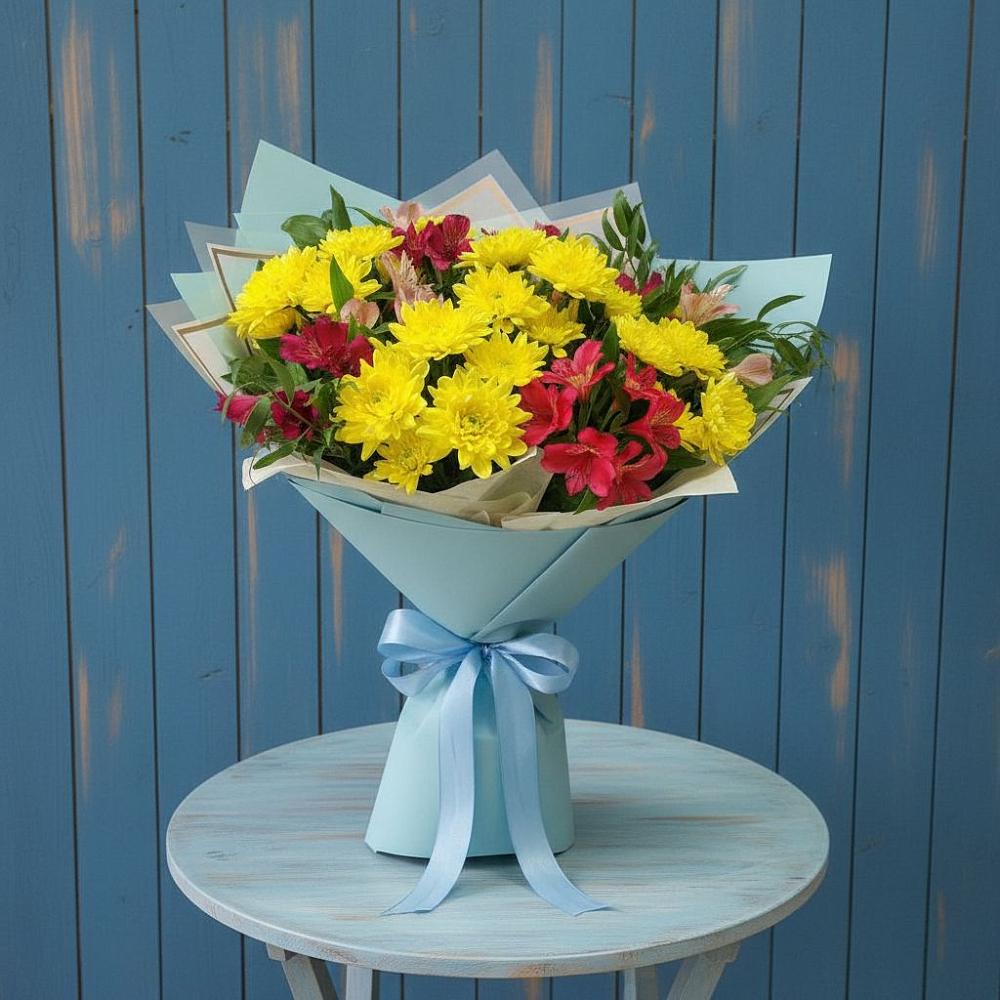 Букет цветов из: Альстромерии и Хризантемы в Северном Московской области