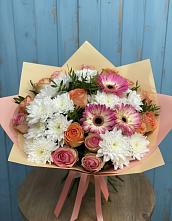 Букет цветов из:  Розы, Герберы и Хризантемы #REPLACE_PRED# Северном Московской области