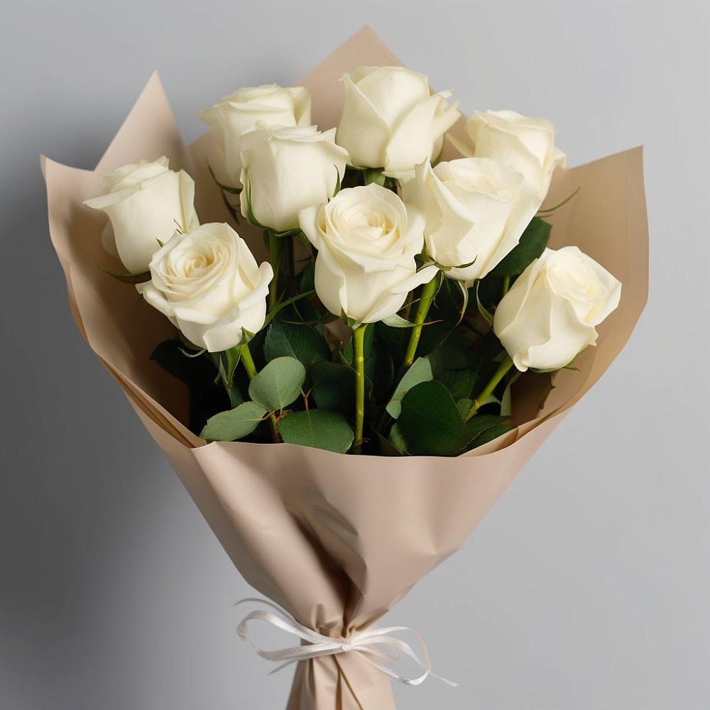 Букет 9 Белых роз Эдлесс Лав в Северном Московской области