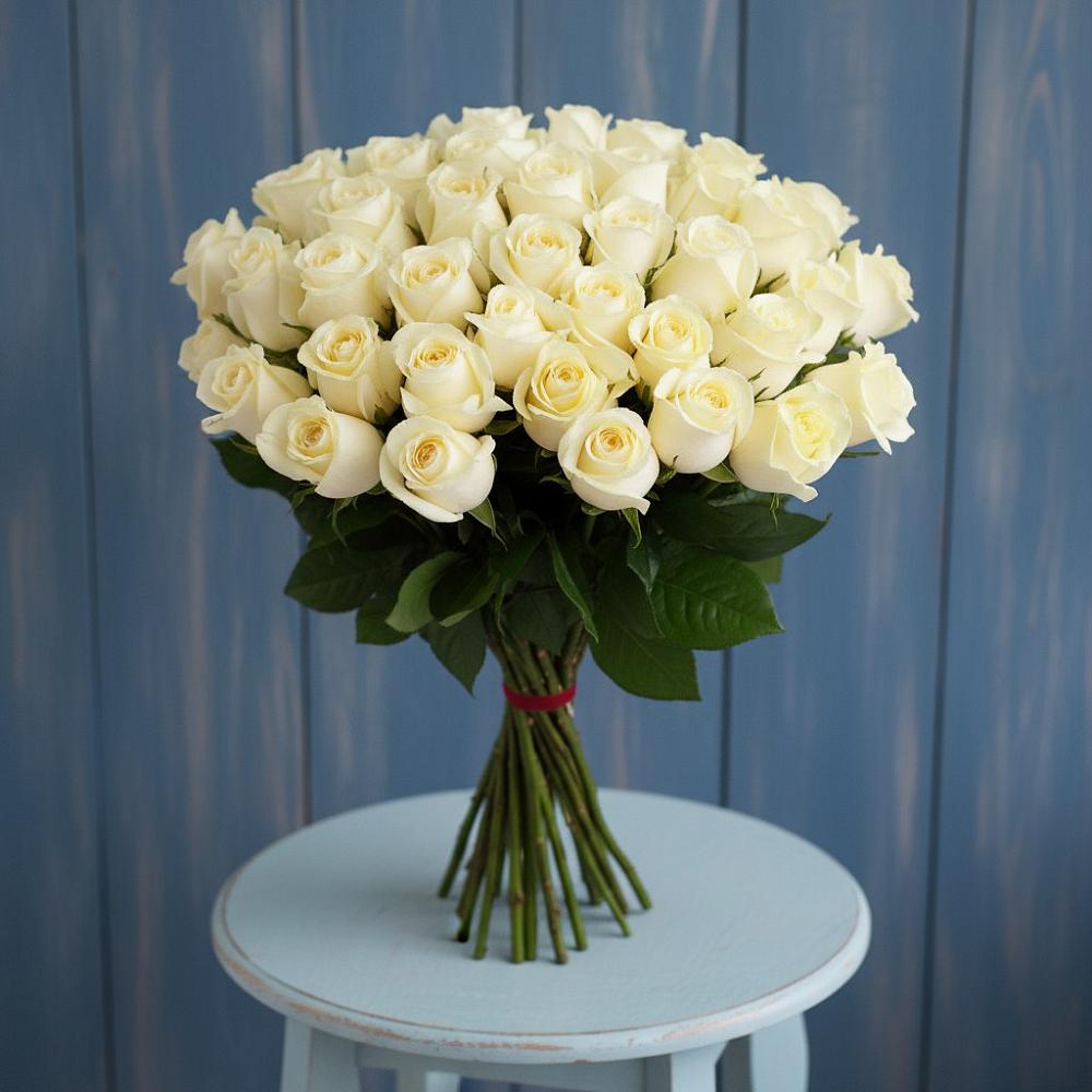 Букет 51 Белая роза Эдлесс Лав в Северном Московской области