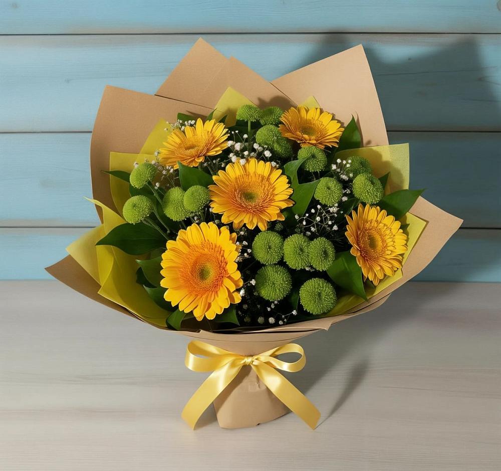 Букет цветов из: Герберы и Хризантемы в Северном Московской области