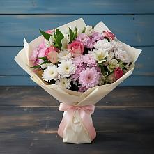 Букет цветов из:  Хризантемы, Альстромерии и Розы в Северном Московской области