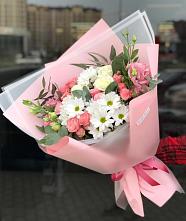 Букет цветов из:  Розы, Лизиантусы и Хризантемы в Северном Московской области