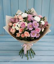 Букет цветов из:  Хризантемы, Розы и Альстромерии в Северном Московской области