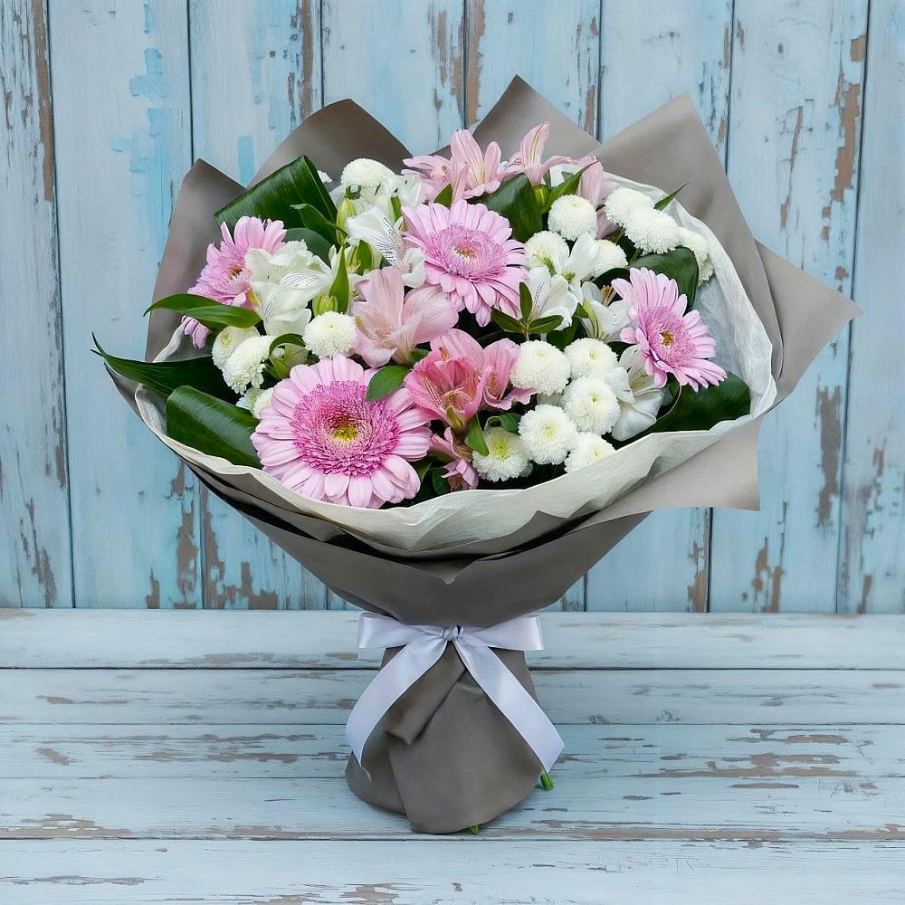 Букет цветов из: Герберы, Альстромерии и Хризантемы в Северном Московской области