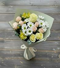 Букет цветов из:  Альстромерии, Розы и Хризантемы в Северном Московской области